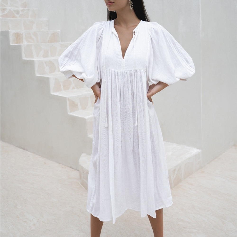 Elegant White Midi Dress